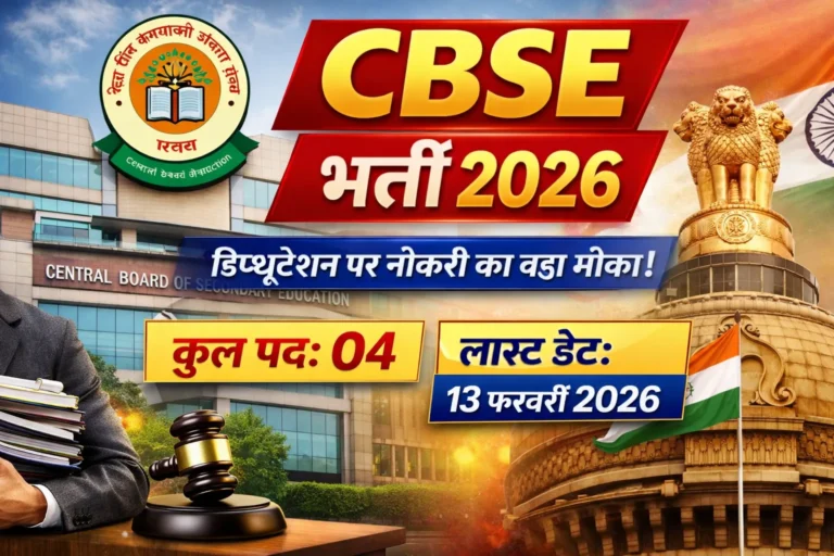 CBSE भर्ती 2026 | Deputation पर नौकरी | 04 पद | Last Date 13 फरवरी 2026