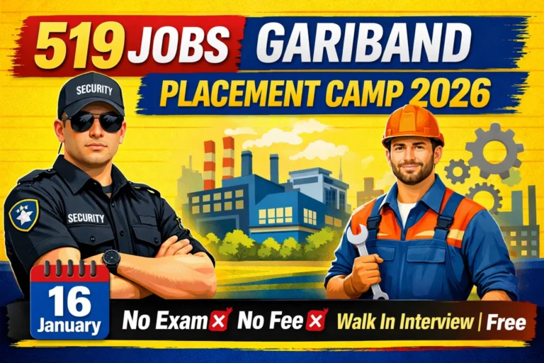 10वीं–12वीं पास के लिए 519 नौकरी | Gariband Placement Camp 2026